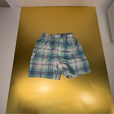 Vintage Size 24 months Ocean Pacific Blue  Green Plaid Swim Trunks