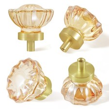 Glass Cabinet Knobs and Pulls 4 Pack,Champagne Crystal Knobs for Dresser Draw...