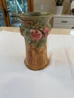 Antique Weller Pottery Apple Relief Vase 10" Arts & Crafts Matte Glaze