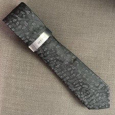 Alfani Men's Slim Neck Tie Leopard Animal Print Black MSRP 55