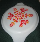 1970 Pyrex Lid White with Friendship birds.  6 1/4" diameter 20-C-1
