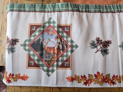 Harvest Fall Leaves Autumn Window Valance Woodland Lodge Deer Forest Valance