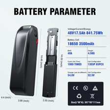 48V 17.5Ah Hailong Ebike Lithium Battery 40A BMS with Samsung Cells 100-1500W