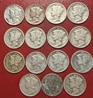 Lot of (15) Mercury Dimes. Mixed Dates, Mint Marks, Conditions
