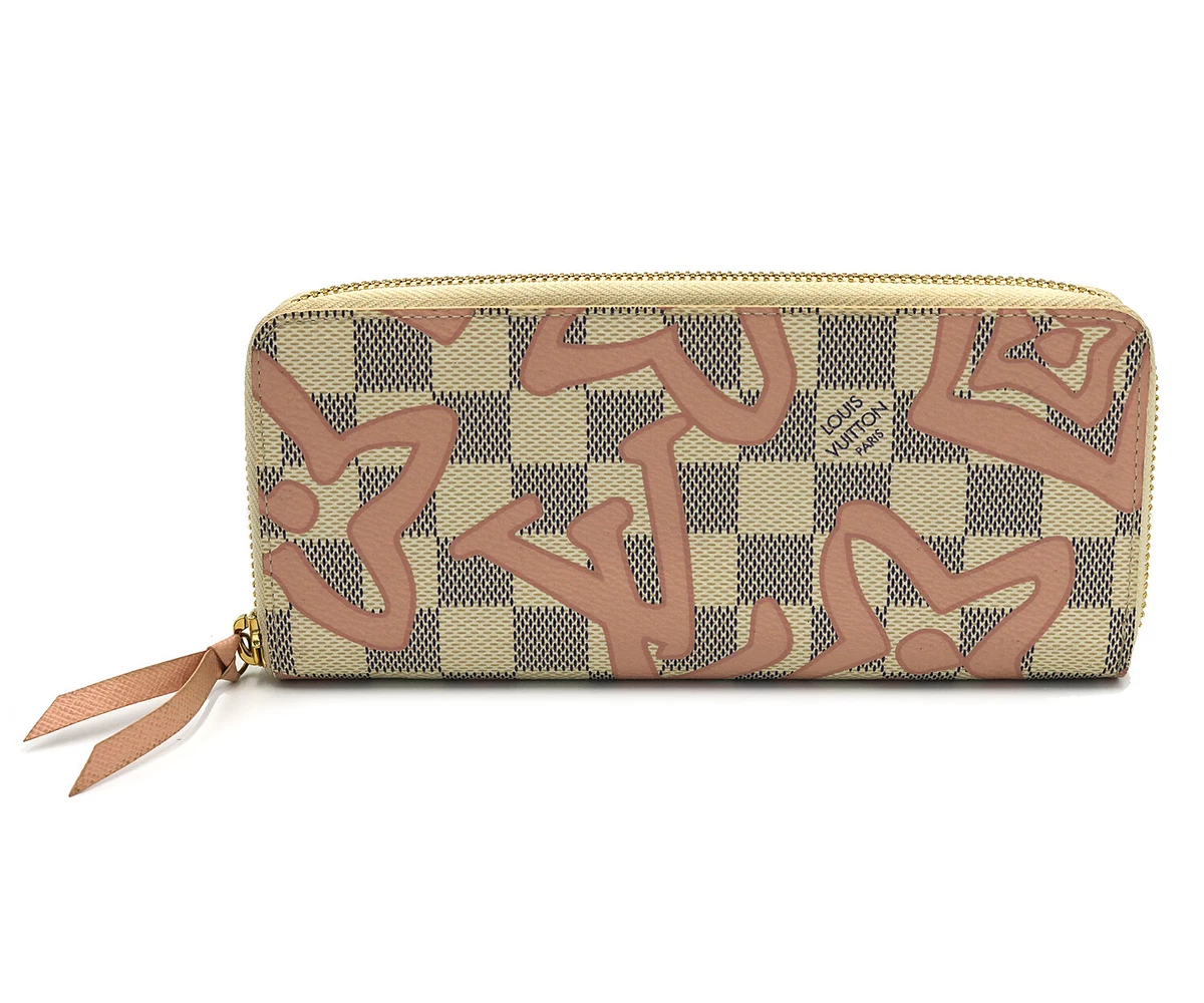 Louis Vuitton Tahitienne Damier Azur Clemence Wallet Pink