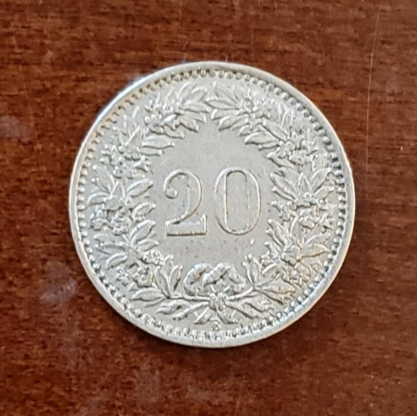 1947-B Switzerland/Helvetica 20 Rappen Coin KM#29a | eBay