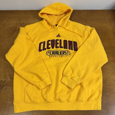 Cleveland Cavaliers Hoodie Mens Medium Yellow Pullover NBA Basketball Adidas