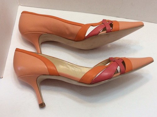IVANKA TRUMP “Ivonne” Multi Color Peach Pink Kitten Heel Pointed Pumps 8.5M - Picture 10 of 12