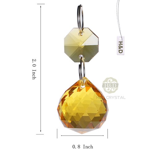 10 Gold Chandelier Glass Hanging Crystal Ball Prism Feng Shui Drops Pendant 20mm - Bild 3 von 3