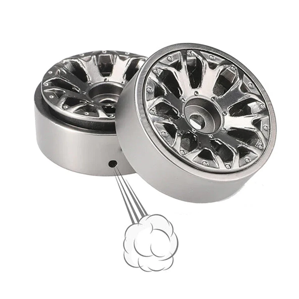 Juego de llantas de aleación Beadlock de aluminio de 1 pulgada GPM en forma de Y plateadas para 1/18 TRX4M Foto 2 de 4