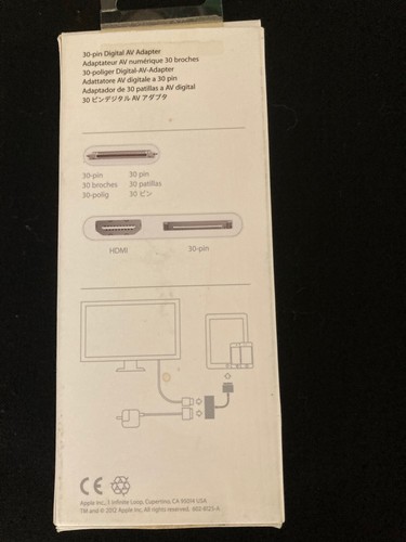 Genuine OEM Apple Digital AV 30pin HDMI Adapter A1422 - Afbeelding 2 van 2