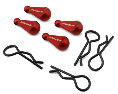 UpGrade RC 1/8 Body Clips with Aluminum Pull Handles (Red) (4) [UPG-13004]