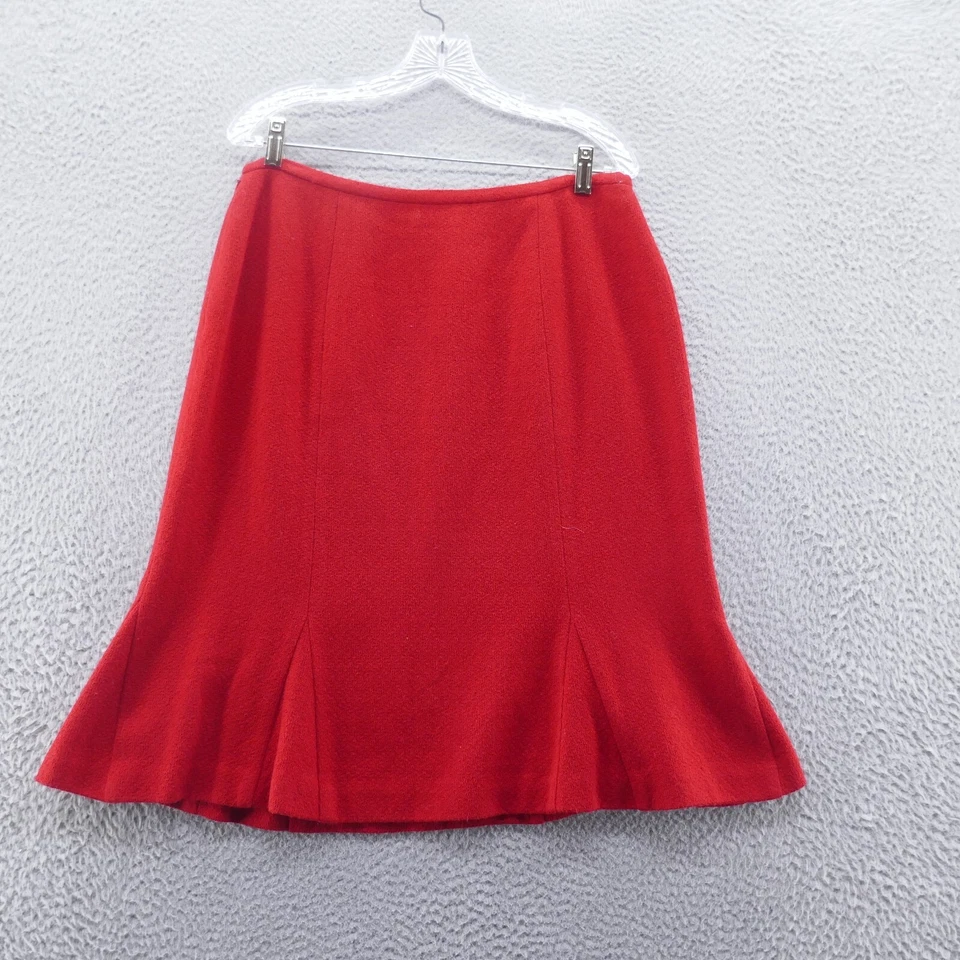 Женская юбка Talbots из шерстяной смеси с твидом 12 красная с оборками расклешенный подол праздничная - Изображение 3 из 4