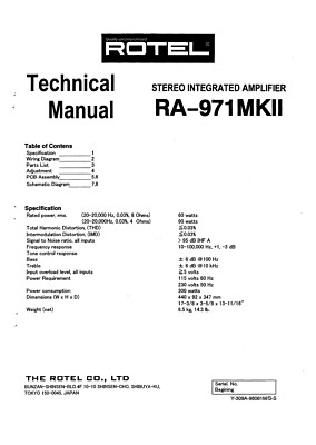 Service Manual-Anleitung für Rotel RA-971 MK2 