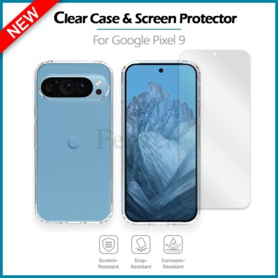 Fenzer Slim Shockproof Phone Case CLEAR+Screen Protector for Google Pixel 9