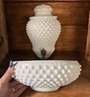 RARE! Vintage Fenton Lavabo White Milk Glass Hobnail Water Fountain Wall Planter