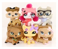 6lot Lovely Pet Shop LPS Shorthair Cat Dachshund Collie with Accessories Rare