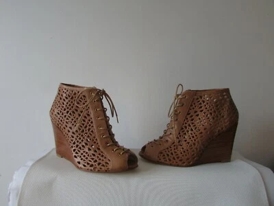 bottines compensées stuart weitzman cuir grainé camel 38 - Photo 1/4