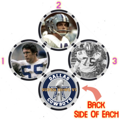 COWBOYS SUPER BOWL VI PLAYERS - 3 POKER CHIP SET