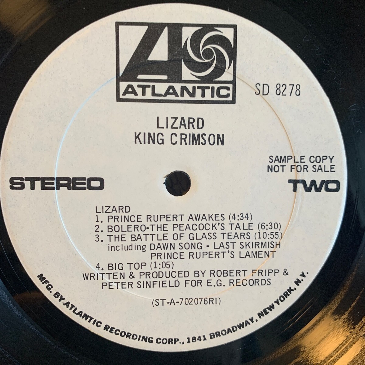 キング・クリムゾン Lizard プロモーション用非売品LP（SD 8278) キング・クリムゾン Lizard プロモーション用非売品LP（SD 8278)