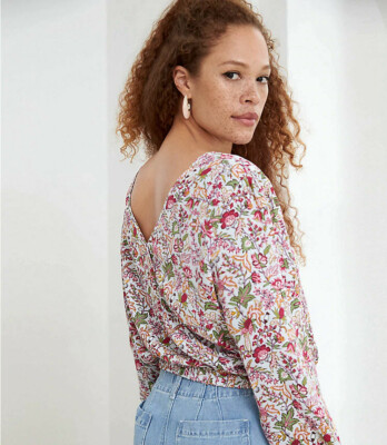 loft floral wrap top