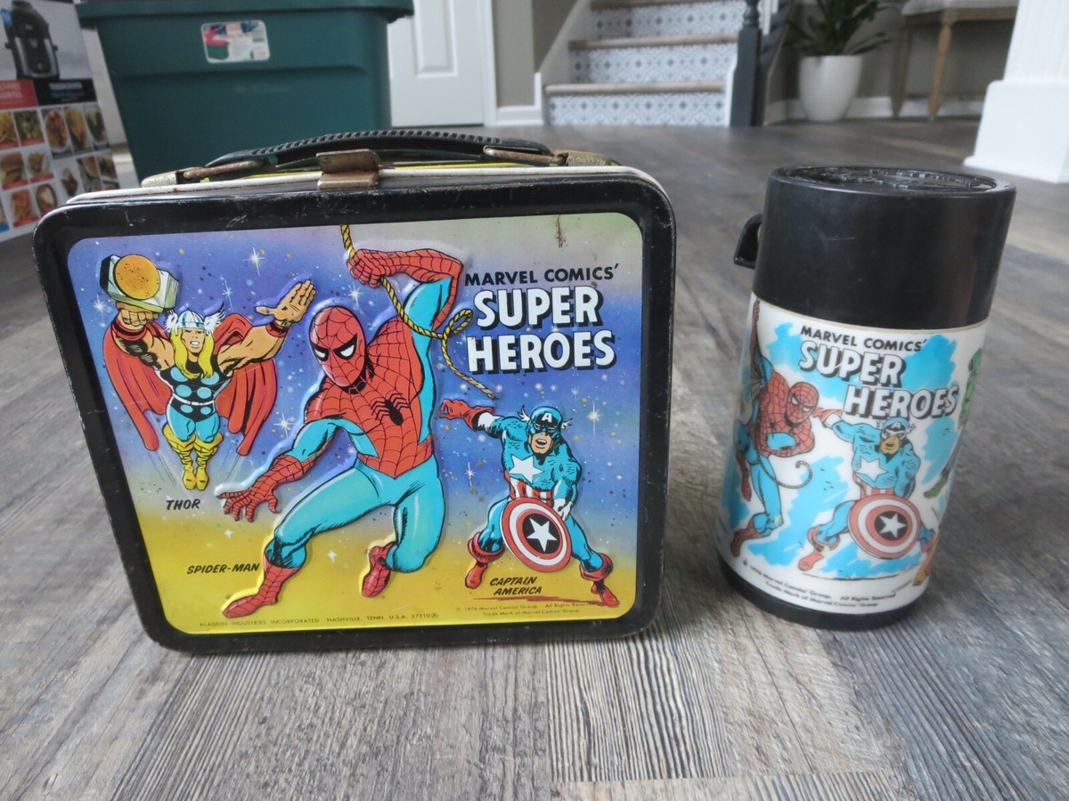 Vintage 1976 Super Heroes Marvel Metal Lunch Box With