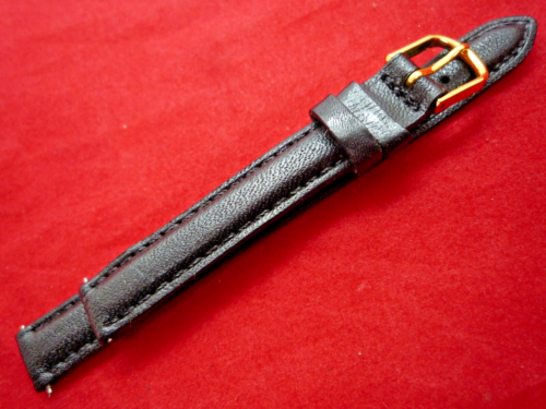 Kreisler schwarz 10 mm gepolstert Leder Uhrenarmband Gold Buckler Kalbsnarbung 10 mm Anstoß