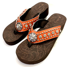 Montana West Rhinestone Embellished Wedge Women's Sandals Size 10