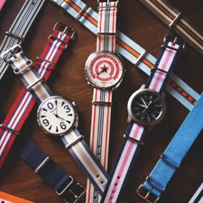 Classic Ballistic Nylon SS Military Striped Replacement Watch Strap / Band