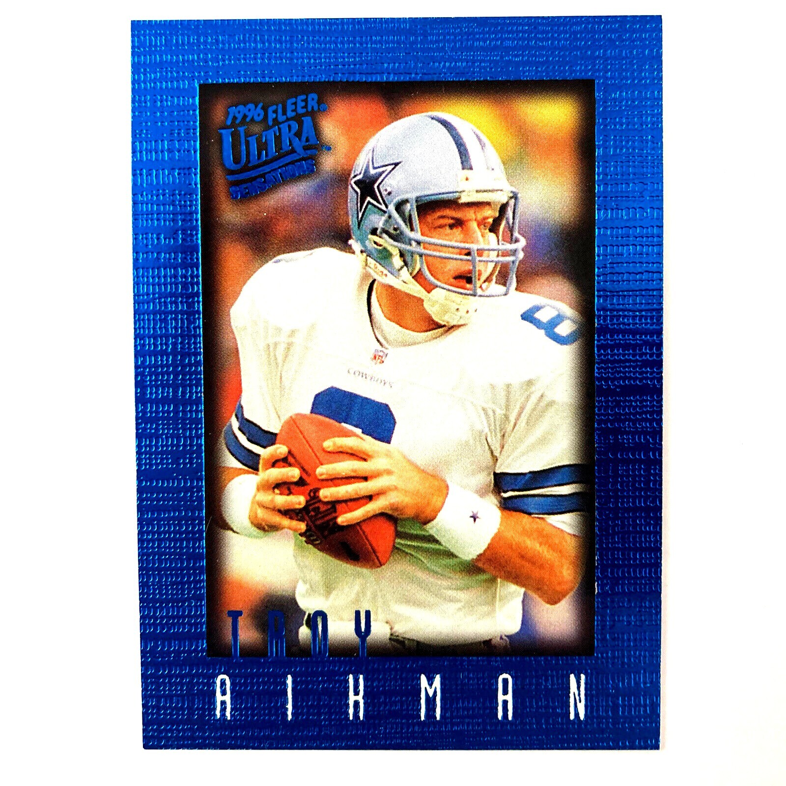 Troy Aikman 1996 Fleer Ultra Sensations Blue Parallel #25 NFL Dallas Cowboys