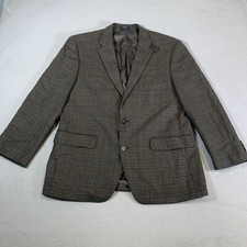 Tommy Hilfiger Blazer Mens Sport Coat Size 44R Brown Business Plaid 100 Wool