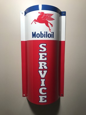 #ad #ad Mobiloil Mobilgas Mobil Service Curved Metal Gasoline Gas sign Pump Oil WOW $44.99