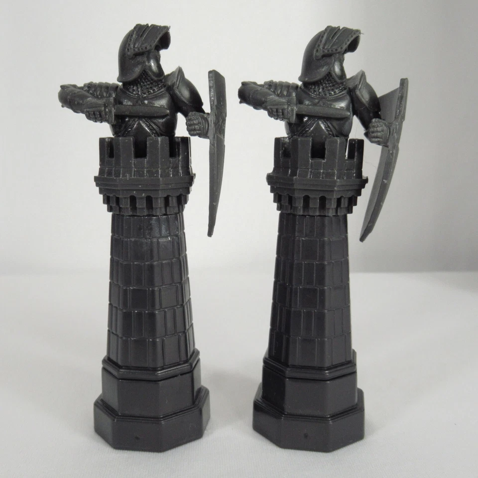 Harry Potter Wizard Chess Replacement Pieces 2 Black Speckled Rooks 2002 - Image 4 of 4