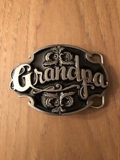 VINTAGE GRANDPA SOLID PEWTER BELT BUCKLE by SISKIYOU BUCKLE CO 1988 Made In USA