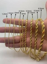 925 Solid Silver 14k Plated Yellow Twist Rope Chain