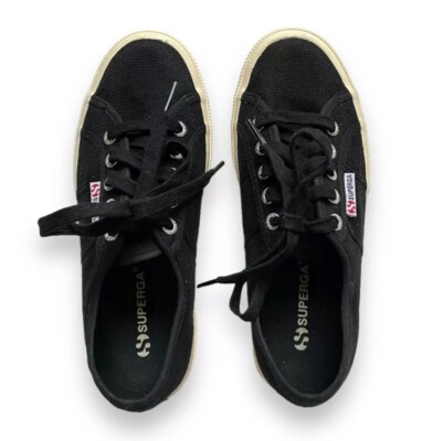Superga Black Cotu Classic Unisex Lace Up Sneakers Womens Size 6 Classic Casual