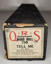 Vintage Q.R.S. "Tell Me" 750 Piano Player Roll In Original Box