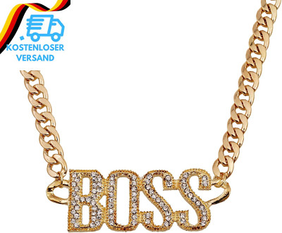 Liitata BOSS Zeichen Halskette BOSS Anhänger Goldkette Hiphop Rapper Punk Gold K