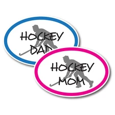 Hockey Mom and Hockey Dad Combo Pack Magnet Decal, 4x6 Inches Oval, Automotive