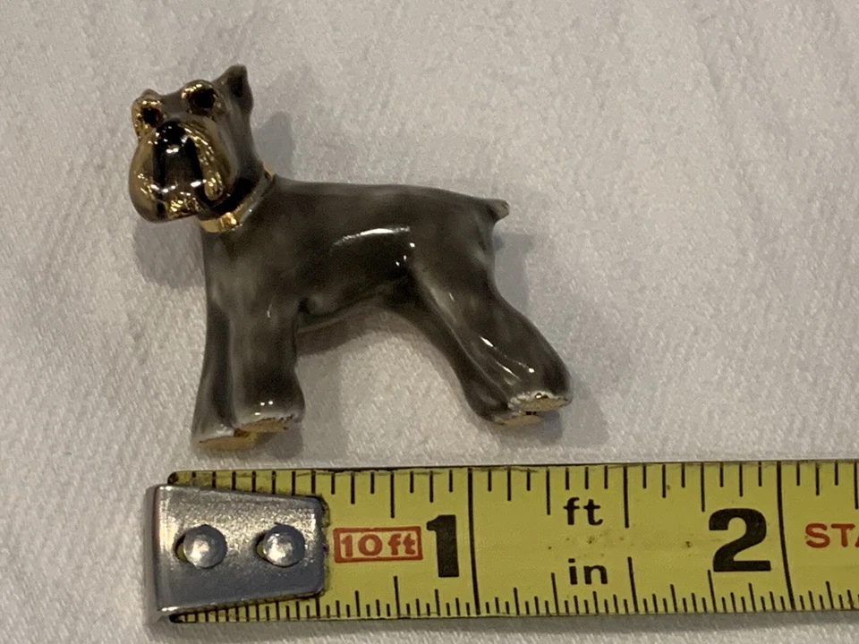 Broche Erwin Perla Perro Pin Schnauzer Esmalte/Metal Firmado ¡Raro! Foto 3 de 4