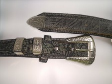 Cowgirl NOCONA 32" GRAY/BLACK Leather SILVER Buckle Hardware Made in TEXAS, USA 