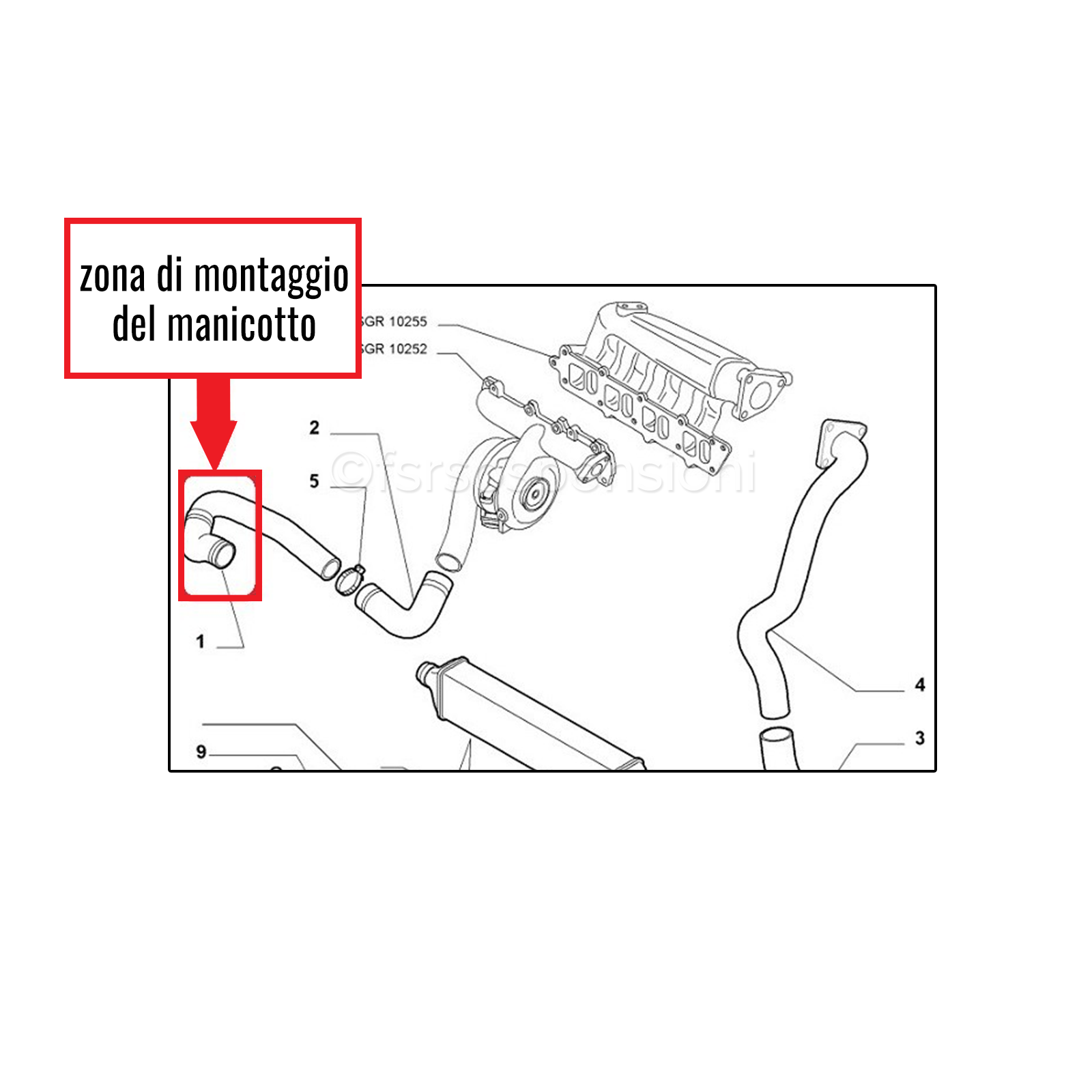 Hose Turbo Air Sleeve Intercooler for Fiat Grande Punto 1.9 JTD Mj