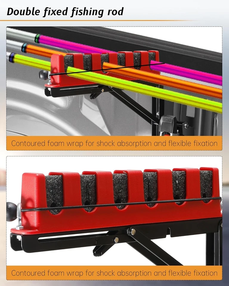 Soporte de caña de pescar con cama de camión para Ford F150 F250 F350 F450 2015-2025 Foto 4 de 4