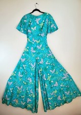 Vintage 60s 70s Jumpsuit Psychadelic Palazzo Mermaid Makanna Cotton Wide Leg