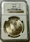 1924 Peace Dollar CERTIFIED NGC MS 65 Silver Dollar