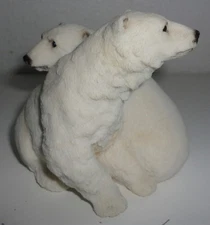 Stone Critters Polar Bear Duo Resin Figurine 4" Tall