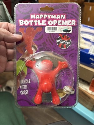 Funny Happy Man Red Bottle Opener. X-rated