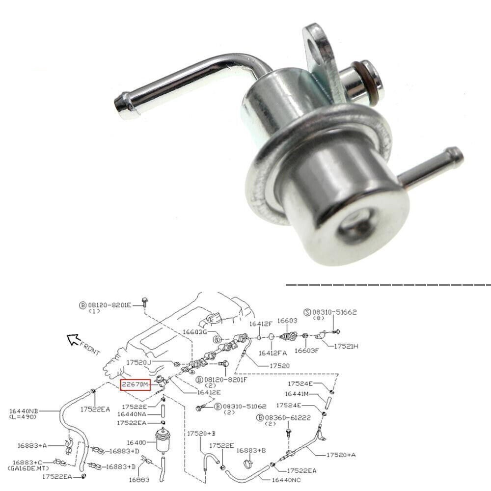 For Nissan 200SX Sentra 1.6L 1995-98 Fuel Pressure Regulator 3.5BAR 22670-41B00
