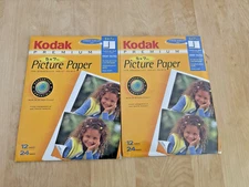 2 Kodak Premium Inkjet Photo Paper 5x7 High Gloss 24 Sheets Borderless Prints