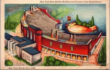 Exhibit Building Fountain Lake Amphitheatre New York World's Fair 1939 Postcard